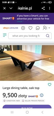 Skorpio custom made vintage modern steel & wood dining table w/ hi-design truncated geometric base. - 5