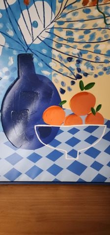 Boldly colored cubist impasto hand-painted still life Special Edition by 33Art Studio 24"x36" - 3