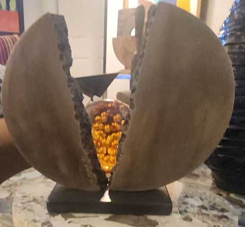 James Myford powerful brutalist solid aluminum cast "Torn Apart" sculpture. Signed. Circa "88 - 4