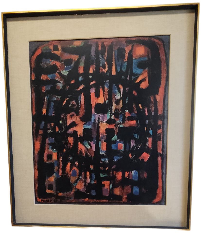 Vintage Print of 1951 Abstract Painting Crown of Thorns by Renown French Artist, Alfred Manessier.: Title: Vintage Print of 1951 Abstract Painting Crown of Thorns by Renown French Artist, Alfred Manessier. Description: Alfred Manessier (1911–1993) was a prominent figure in Lyrical Abstraction,