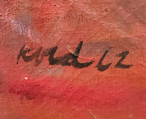 Powerful 41"x 51" mid-century abstract oil painting. Signed, Circa 1962 - 5