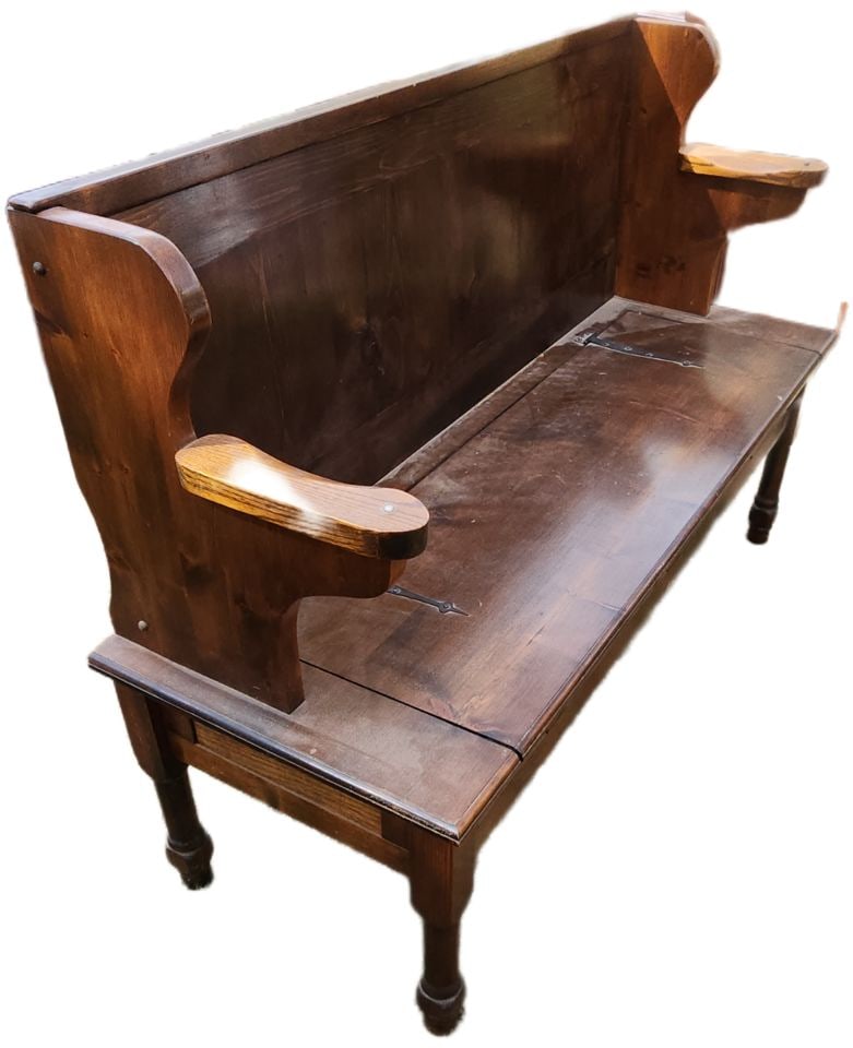 Vintage country 57 x 20" Wooden Storage or Hall Bench Settle w/ great rustic look & primitive style. (1 of 4)