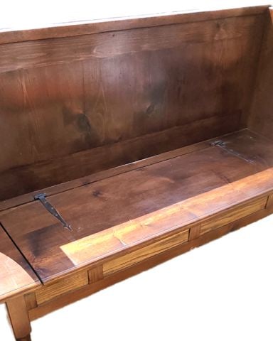 Vintage country 57 x 20" Wooden Storage or Hall Bench Settle w/ great rustic look & primitive style. - 3