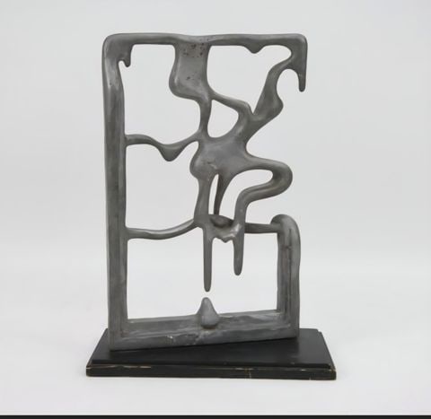 Sienec Brennan Mid-Century abstract surrealist aluminum sculpture. Circa '69 H33.5"x W24"x D12" - 8