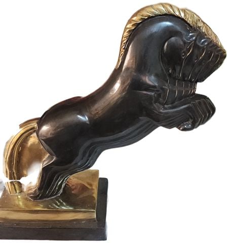 Striking bronze mid-century deco style sculpture of leaping horse w/ multi-imagery to create motion - 4