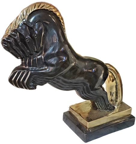 Striking bronze mid-century deco style sculpture of leaping horse w/ multi-imagery to create motion - 5