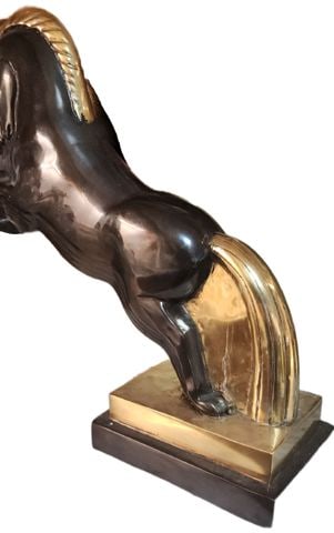 Striking bronze mid-century deco style sculpture of leaping horse w/ multi-imagery to create motion - 6