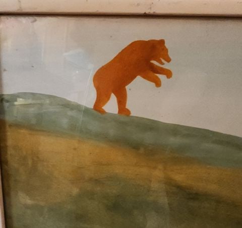 Yves Poyet Iconic Lithograph of 1970s Naive Folk Art Watercolor. Facsimile Signed. - 3