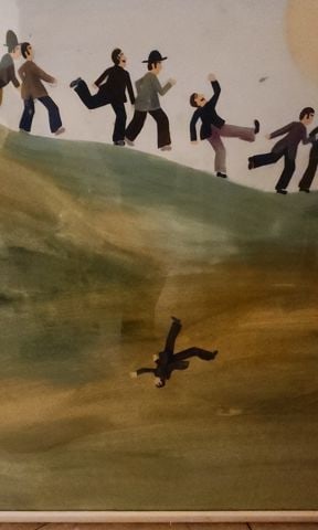 Yves Poyet Iconic Lithograph of 1970s Naive Folk Art Watercolor. Facsimile Signed. - 4