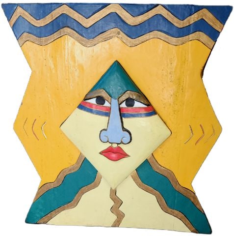Rare Vintage Cubist wood & mixed-media wall sculpture by Joy Richardson, titled "The Spirit of a - 4