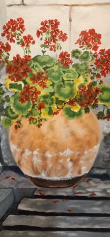 Signed Vintage floral still life expressionist oil painting with brilliant color palette - 3