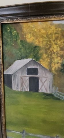 André Rougeot, Vintage Impressionist Naive-Style Original Oil Painting of Country Farm Scene. - 3