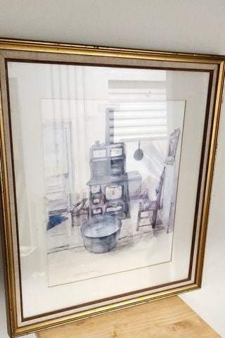 Mitchell Tolle Ltd. Edition Vintage Lithograph Titled Once a Week of Early American Kitchen Image. - 2
