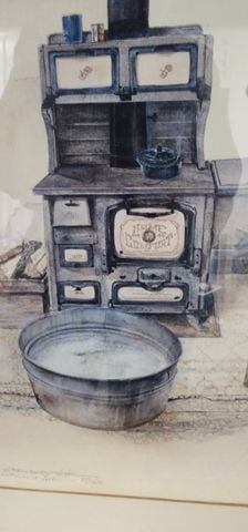 Mitchell Tolle Ltd. Edition Vintage Lithograph Titled Once a Week of Early American Kitchen Image. - 3