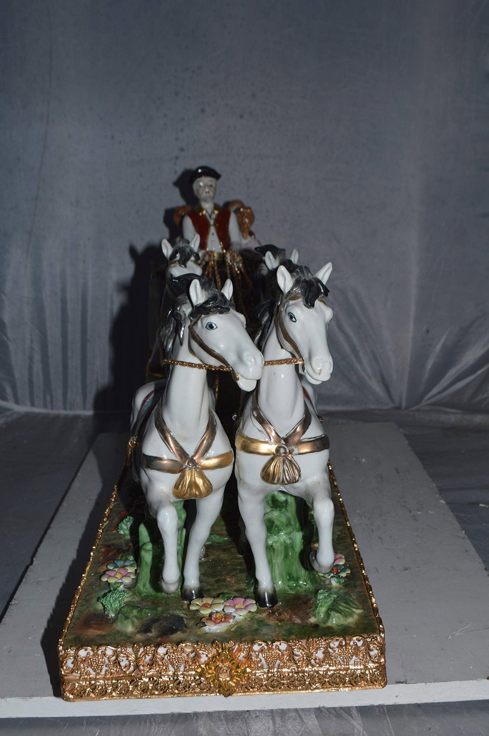 Porcelain Carriage with 4 young Girls Drinking Tea - Size: 41"L x 10"W x 18"H. - 6