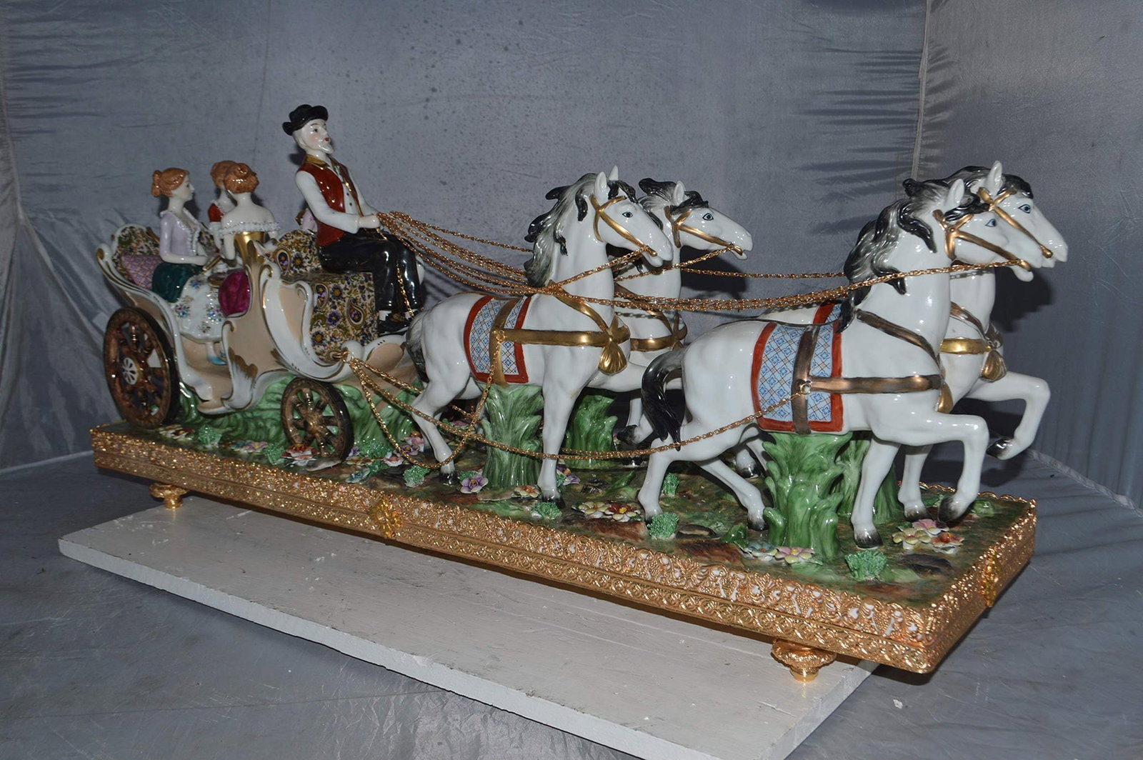 Porcelain Carriage with 4 young Girls Drinking Tea - Size: 41"L x 10"W x 18"H. - 7