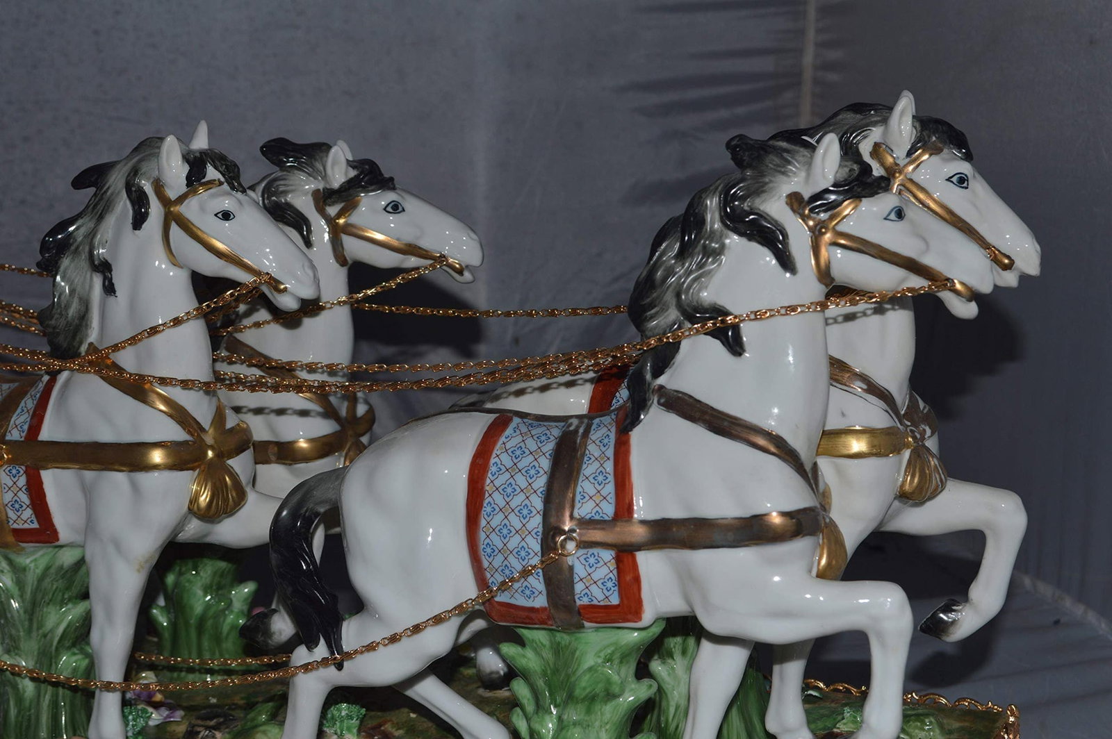 Porcelain Carriage with 4 young Girls Drinking Tea - Size: 41"L x 10"W x 18"H. - 8