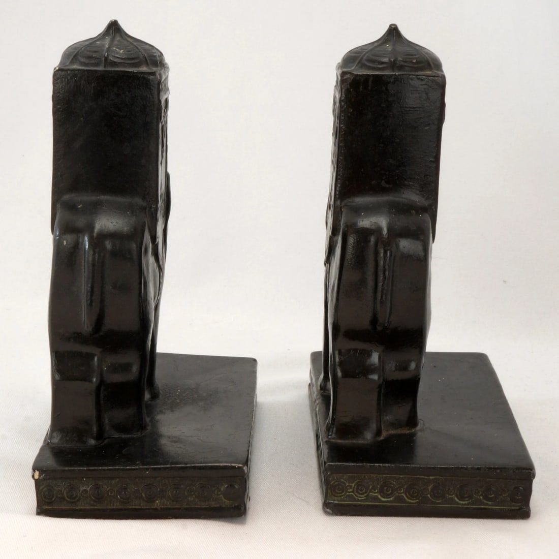 Pair 1923 Ronson Howdah Elephant Bookends - 3