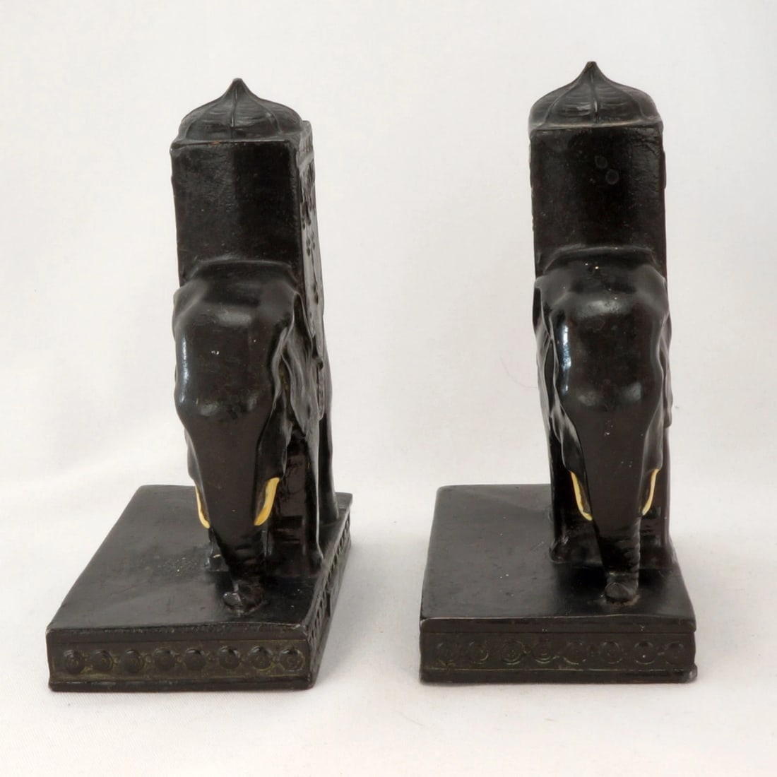 Pair 1923 Ronson Howdah Elephant Bookends - 5