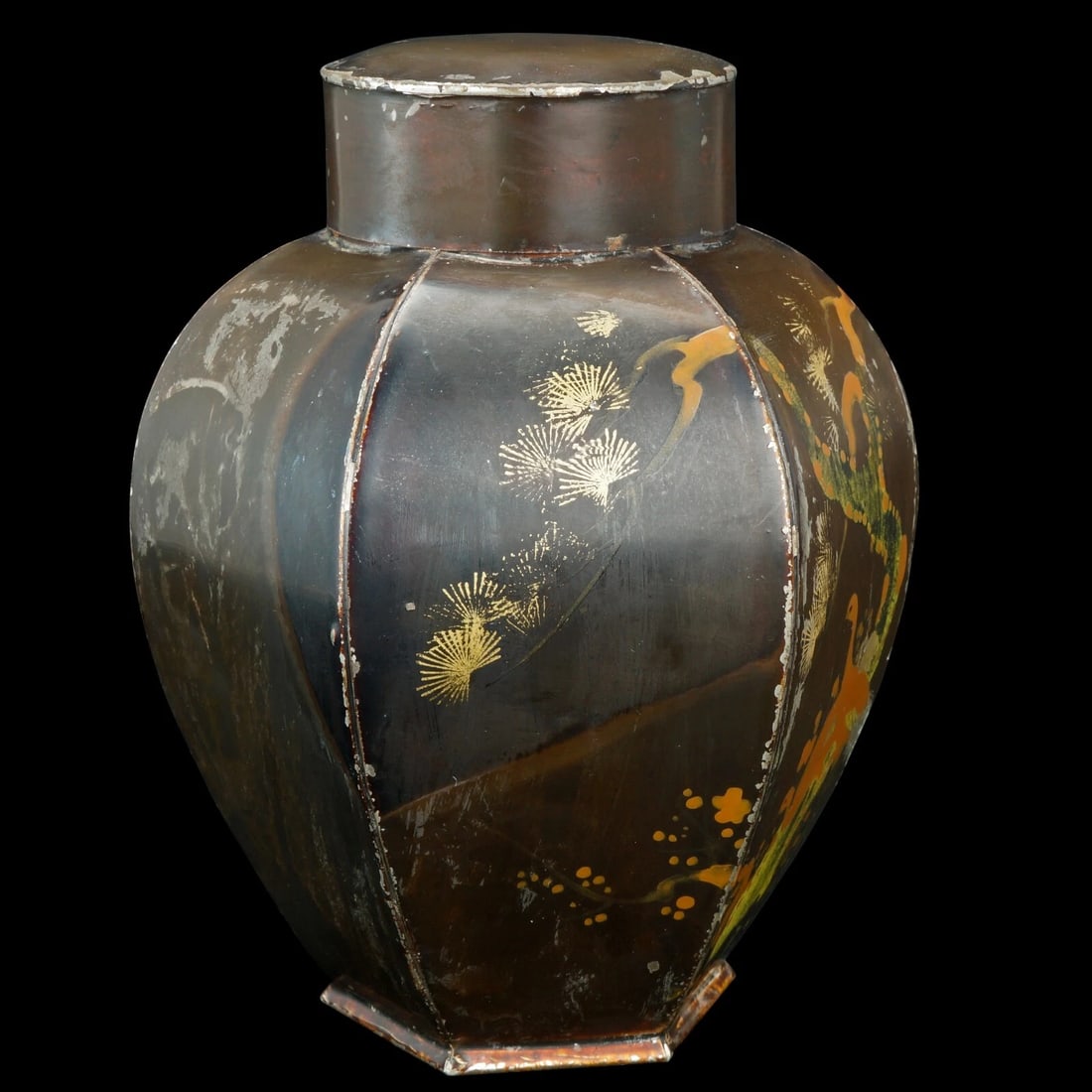 Late 19th C Japanese Hexagonal Tea Tin - 5