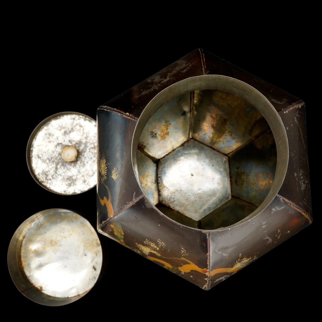Late 19th C Japanese Hexagonal Tea Tin - 8