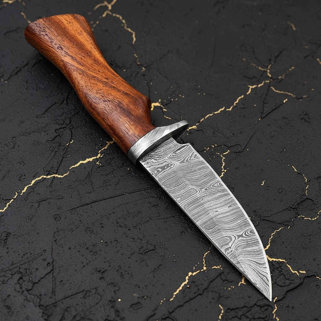 Hand-Forged Damascus Steel Fixed Blade Hunting Knife with Custom Bolster - 3