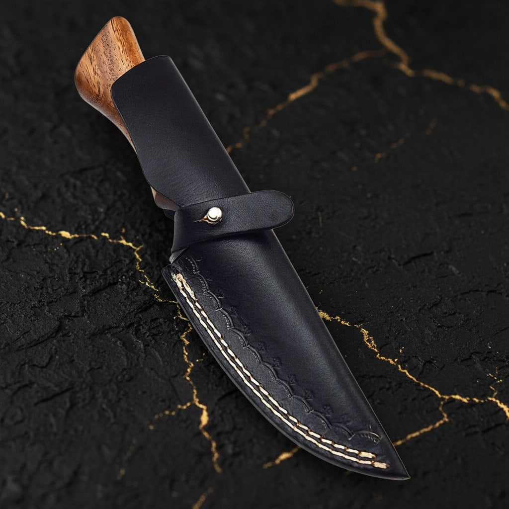 Hand-Forged Damascus Steel Fixed Blade Hunting Knife with Custom Bolster - 4
