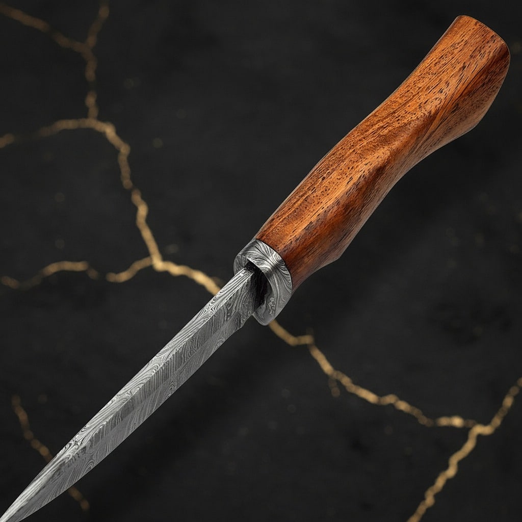Hand-Forged Damascus Steel Fixed Blade Hunting Knife with Custom Bolster - 5