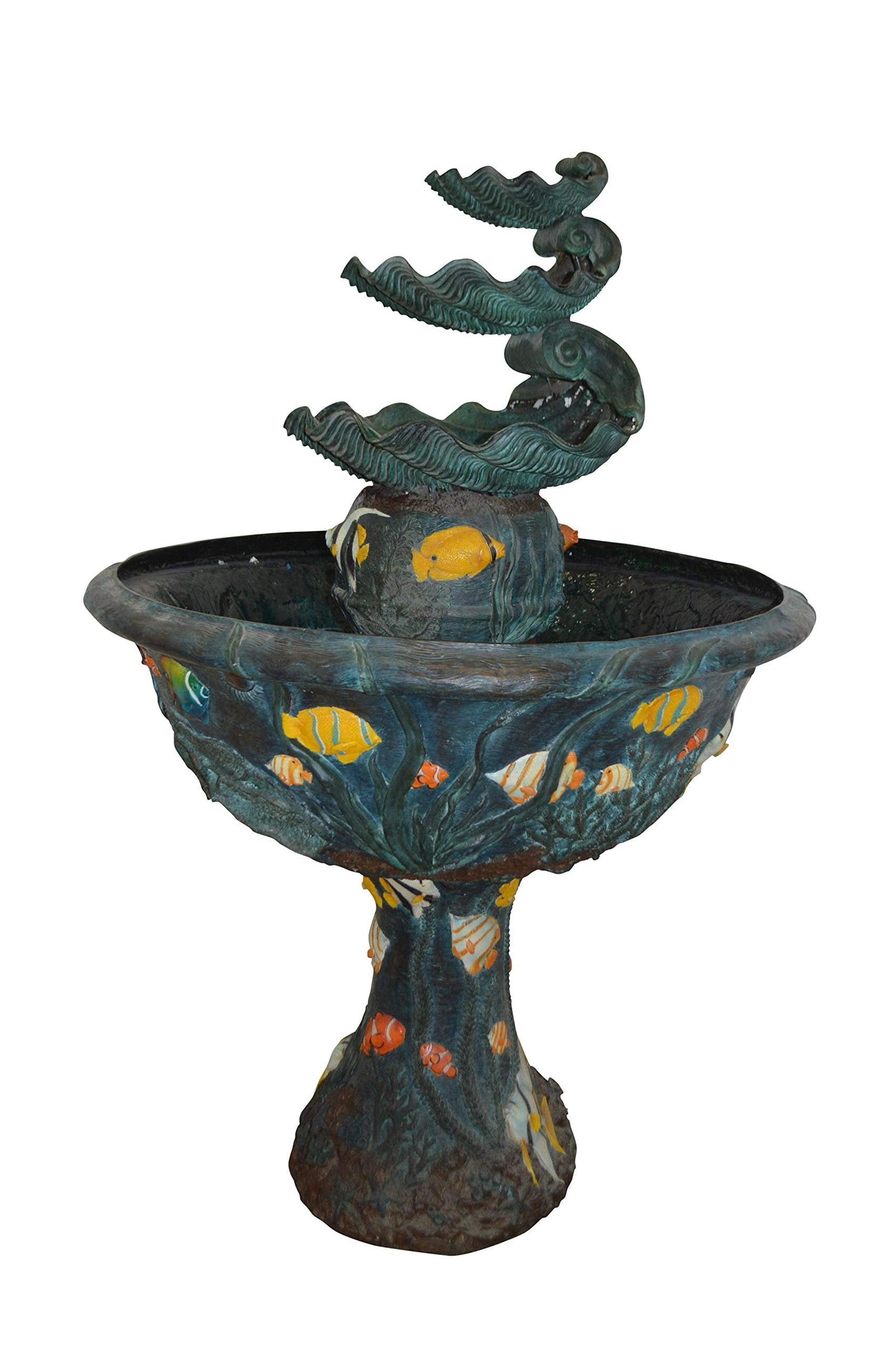 Bawl Bronze Fountain with three steps shells - Size: 43"L x 43"W x 63"H.: Title:Bawl Bronze Fountain with three steps shells - Size: 43"L x 43"W x 63"H. Description:Sculpted beautiful large self-contained water fountain bronze sculpture. This sculpture is a finely crafted,