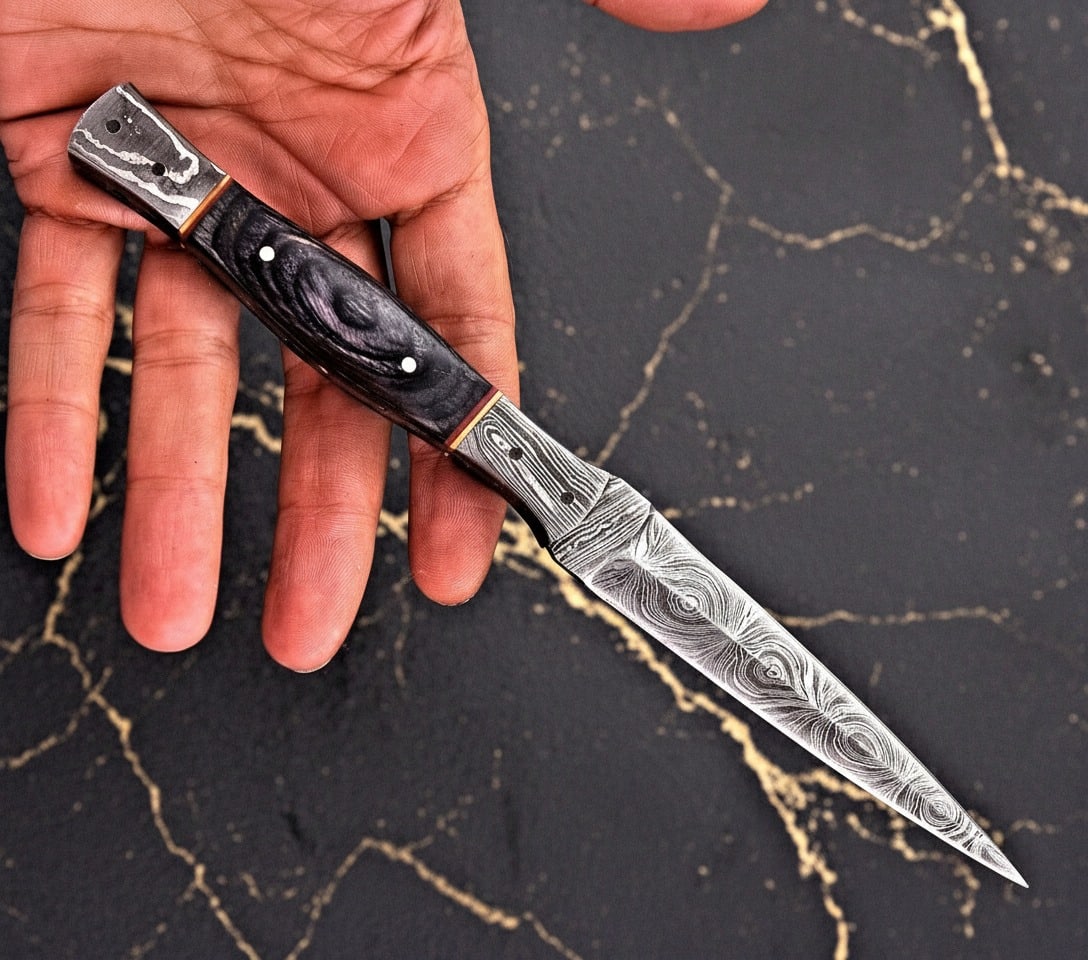 Handmade Damascus Steel Fixed Blade Hunting Boot Knife Custom Forged Tool (1 of 6)
