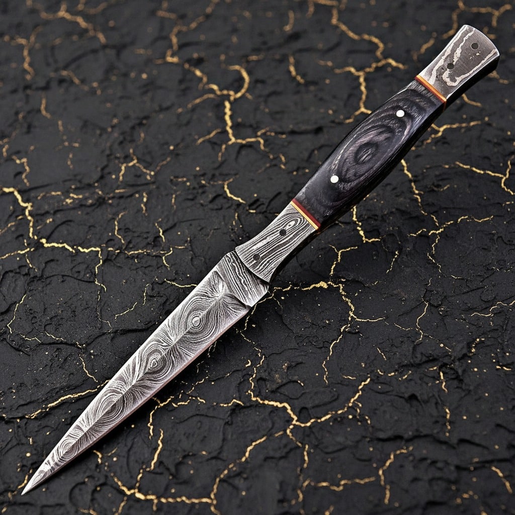 Handmade Damascus Steel Fixed Blade Hunting Boot Knife Custom Forged Tool - 2