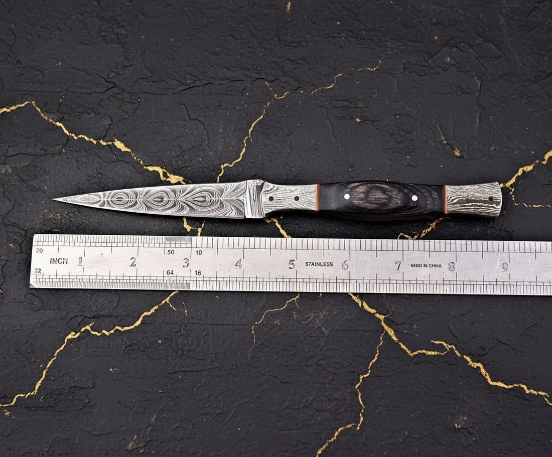 Handmade Damascus Steel Fixed Blade Hunting Boot Knife Custom Forged Tool - 3