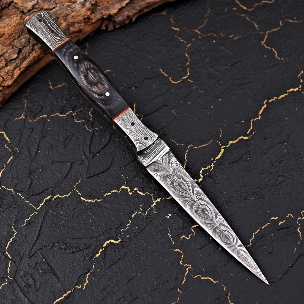 Handmade Damascus Steel Fixed Blade Hunting Boot Knife Custom Forged Tool - 4