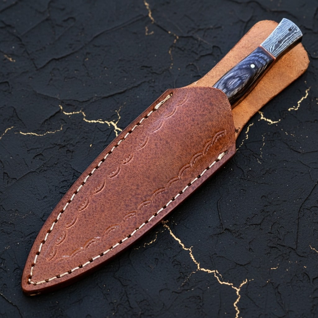Handmade Damascus Steel Fixed Blade Hunting Boot Knife Custom Forged Tool - 6
