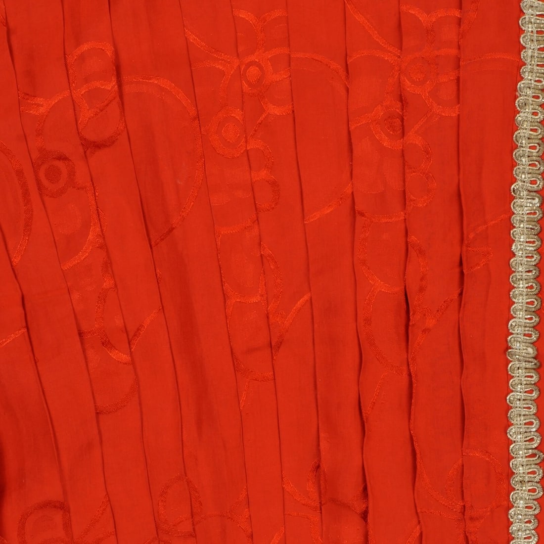 1920s Chinese Red Silk Skirt w/ Metal Fringe - 6