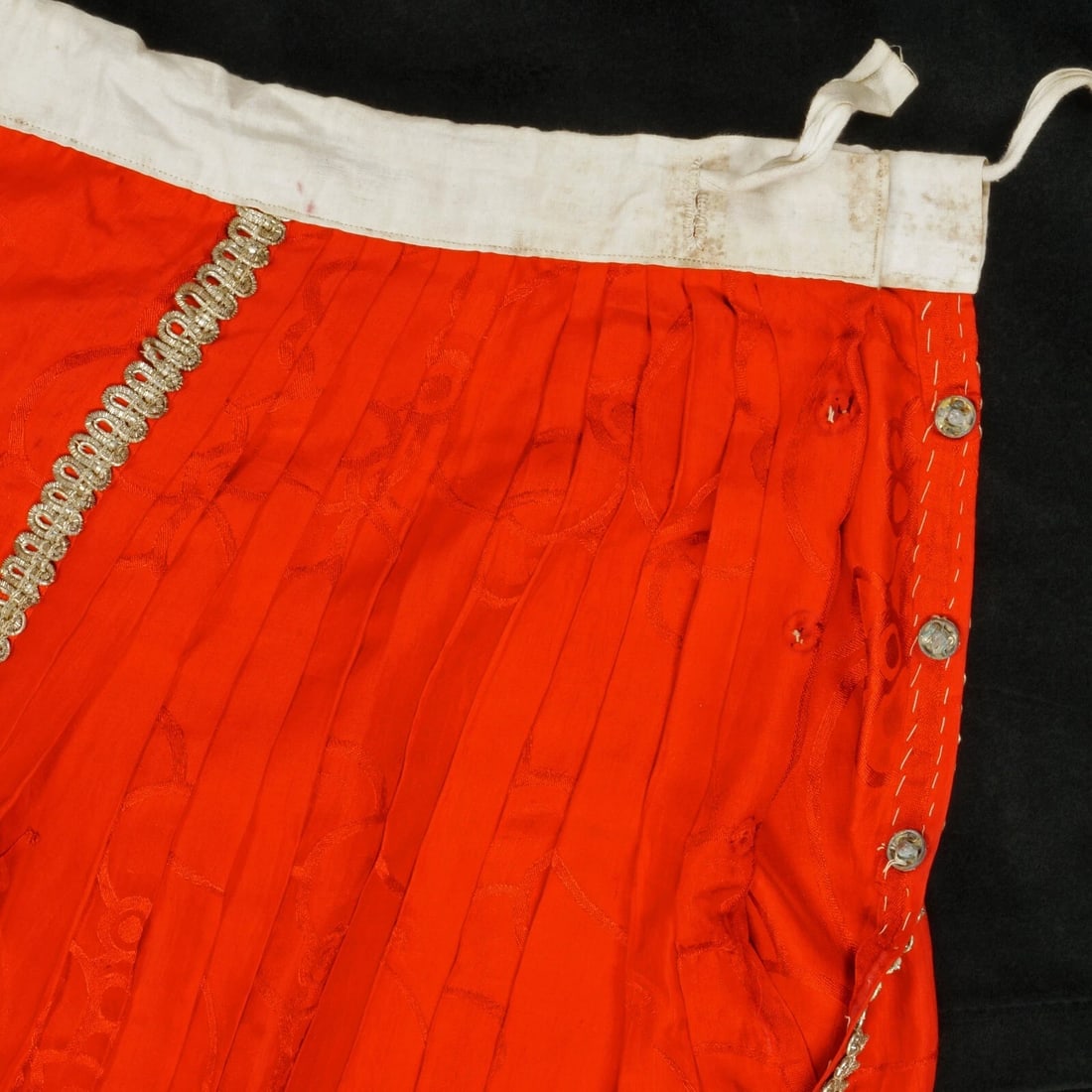 1920s Chinese Red Silk Skirt w/ Metal Fringe - 7