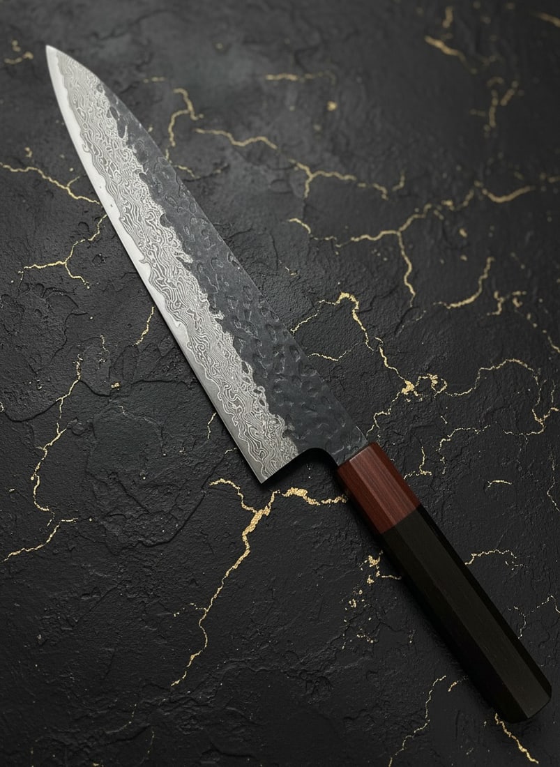 8" Japanese Gyuto Chef Knife Damascus Hammered VG10 Acid Wash Octagon Handle (1 of 7)