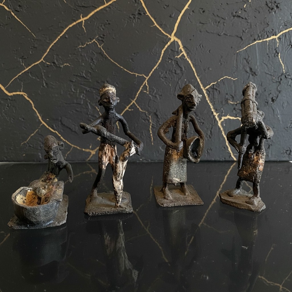 Vintage Ashanti Akan Gold Weights African Tribal Bronze Figurine Art: Title:Vintage Ashanti Akan Gold Weights African Tribal Bronze Figurine Art Description:This collection features a selection of authentic, early Ashanti gold weights, representing a significant histori