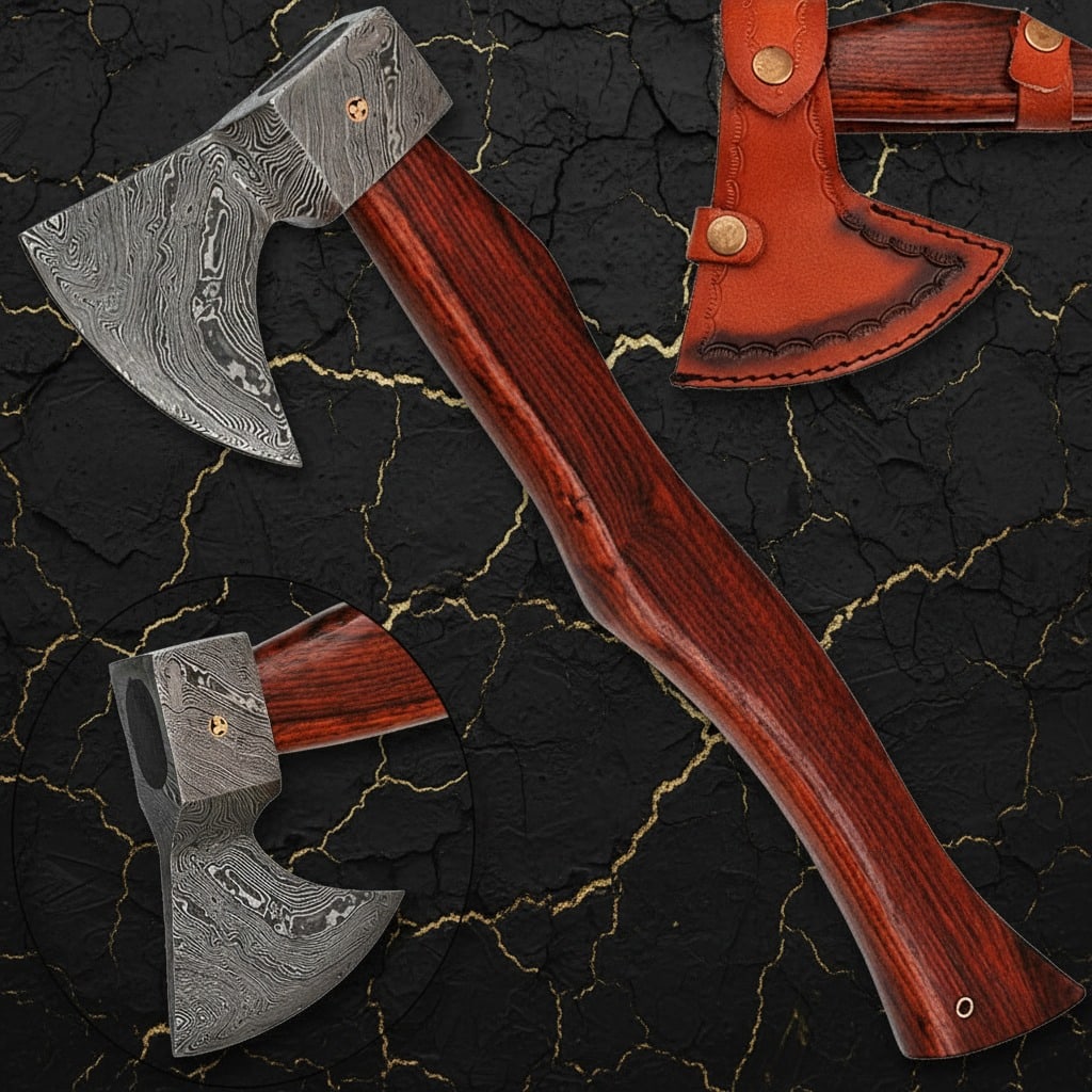 Handmade Viking Battle Axe Damascus Steel Head White Deer Handle Forged (1 of 7)