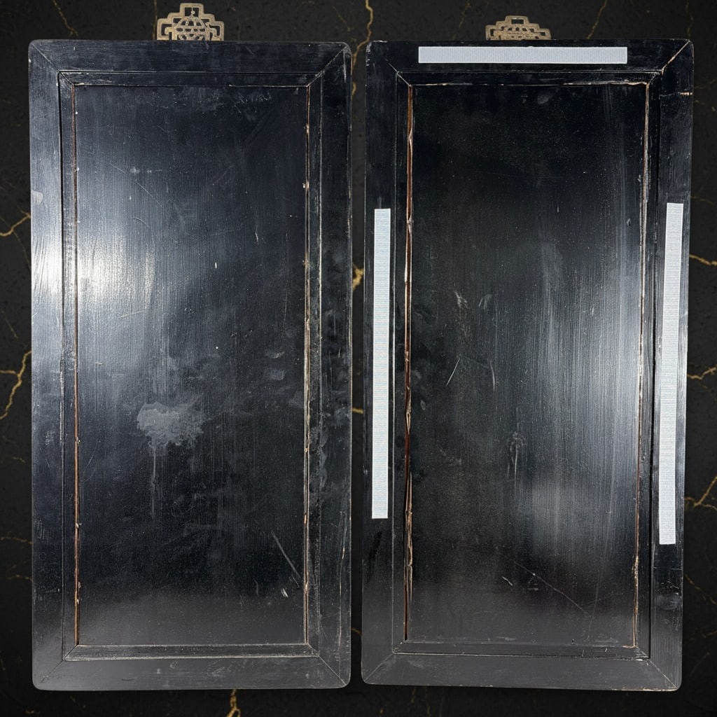 Vintage Gilded Resin Wall Panels Asian Relief Carvings Pair Gold Tone Decor - 10