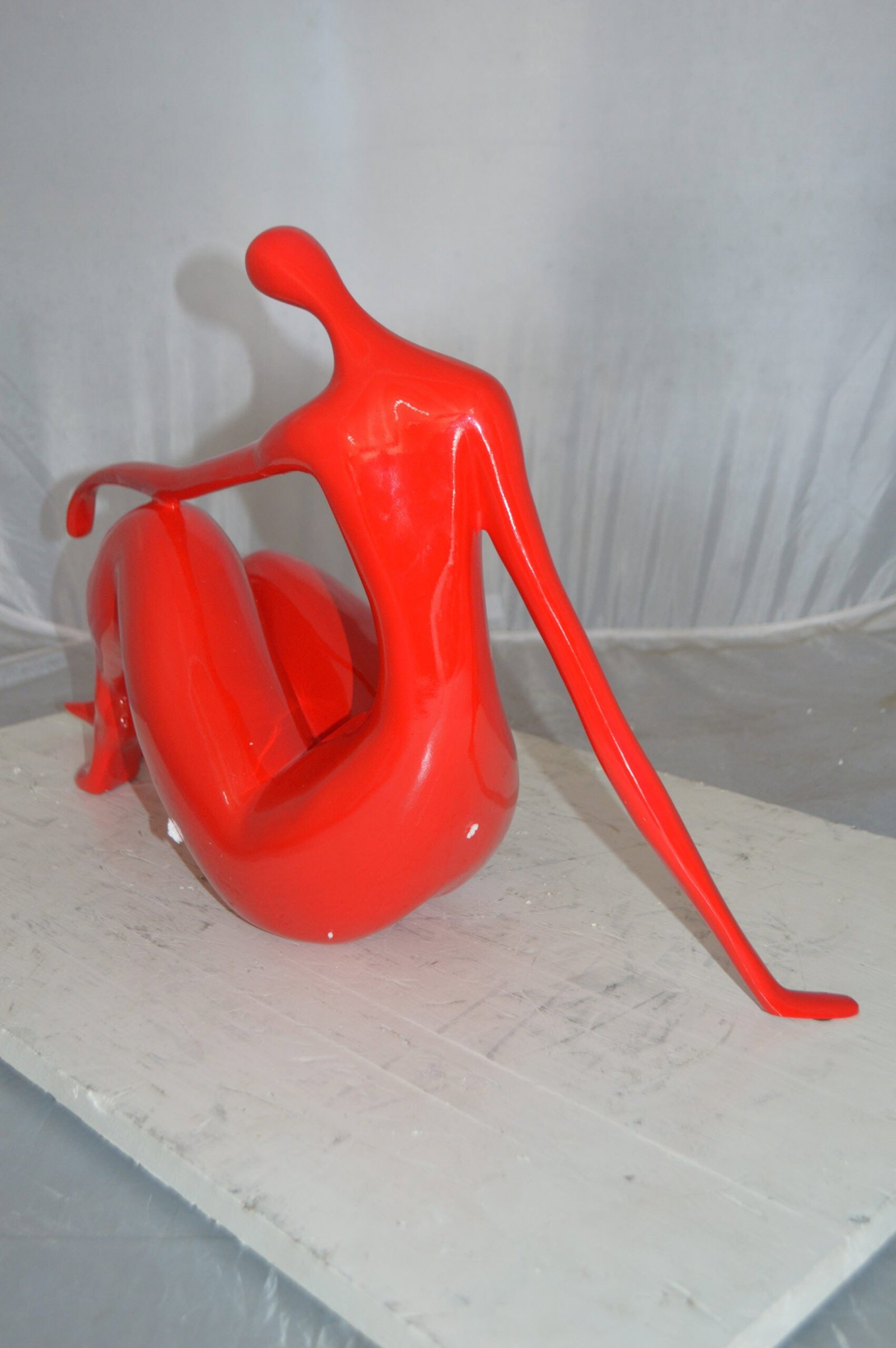 Modern Art Red Women on the Beach Resin Statue - Size: 27"L x 8"W x 15"H. - 10