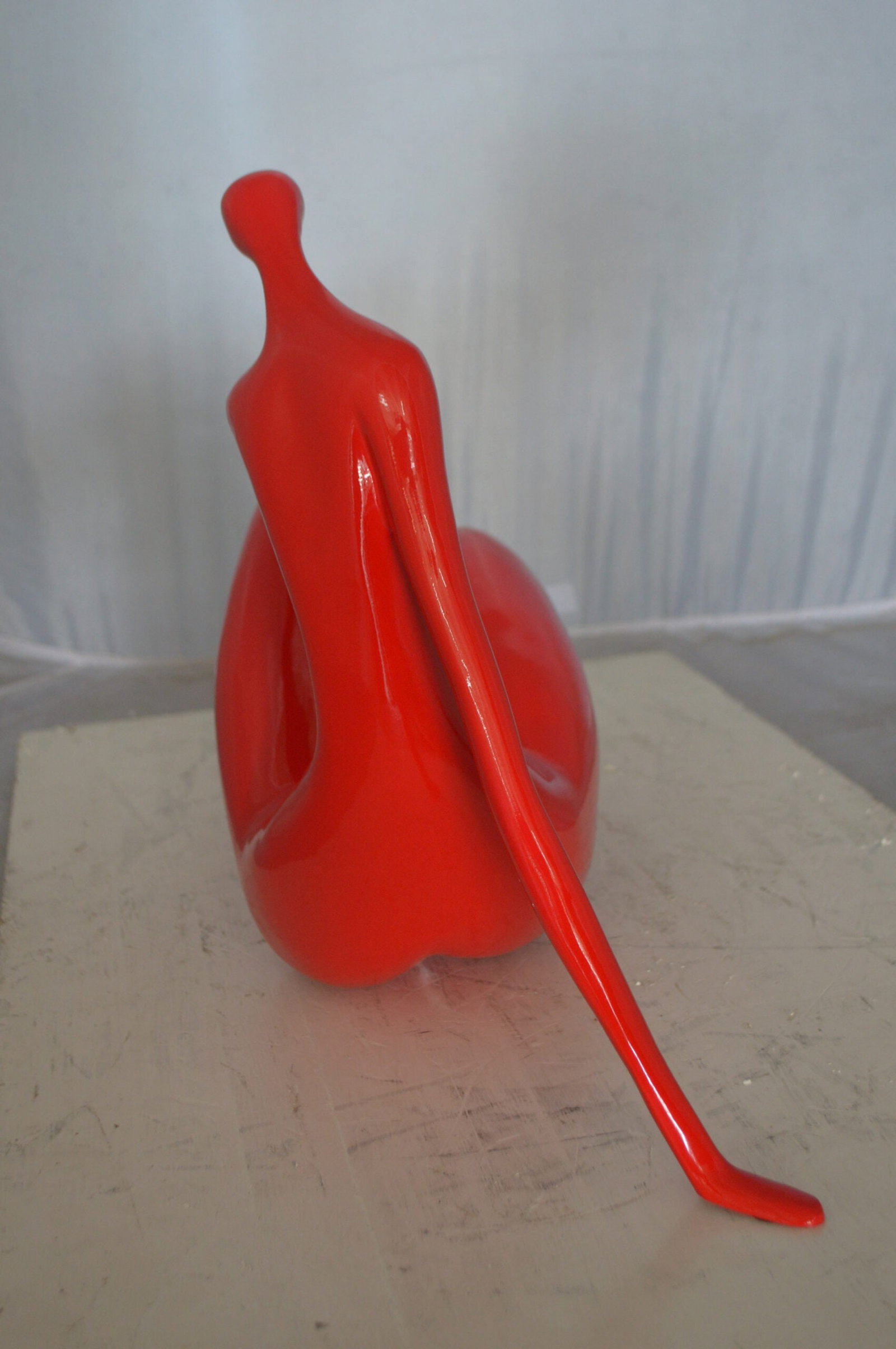 Modern Art Red Women on the Beach Resin Statue - Size: 27"L x 8"W x 15"H. - 11