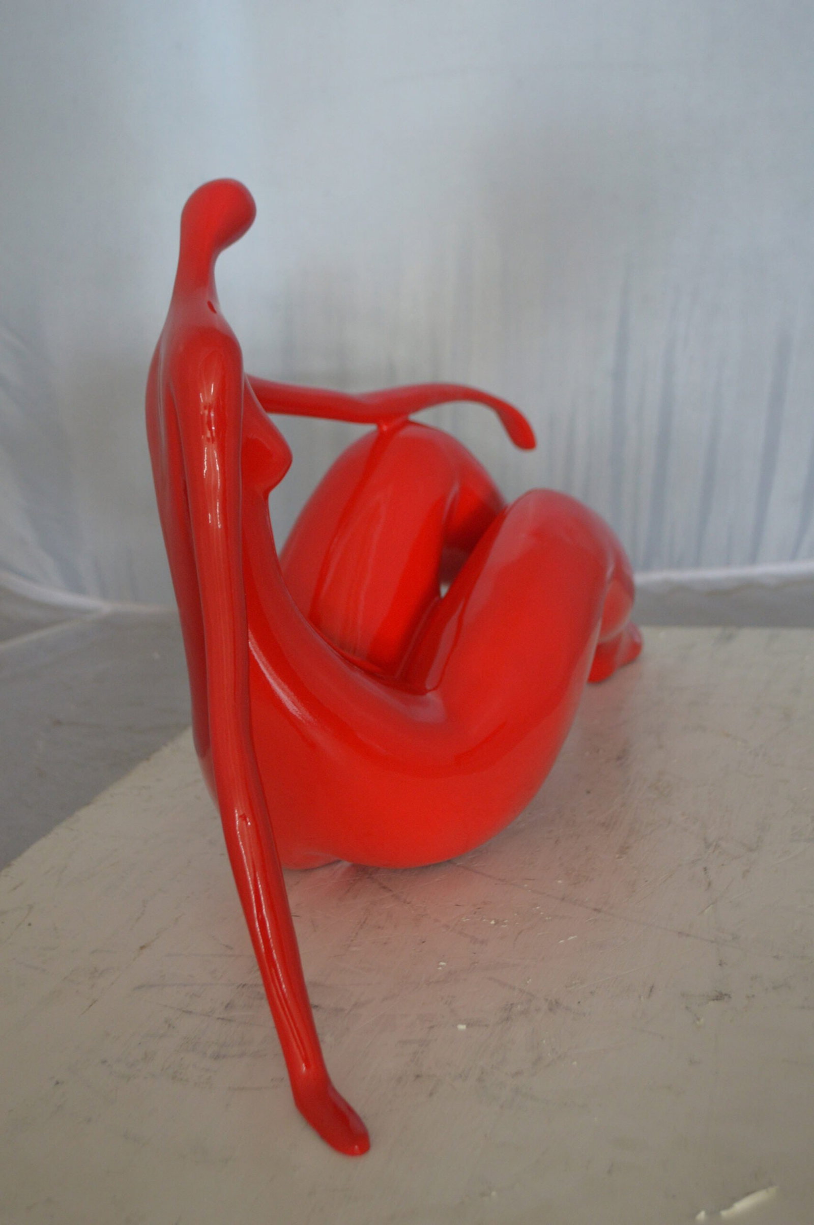 Modern Art Red Women on the Beach Resin Statue - Size: 27"L x 8"W x 15"H. - 12