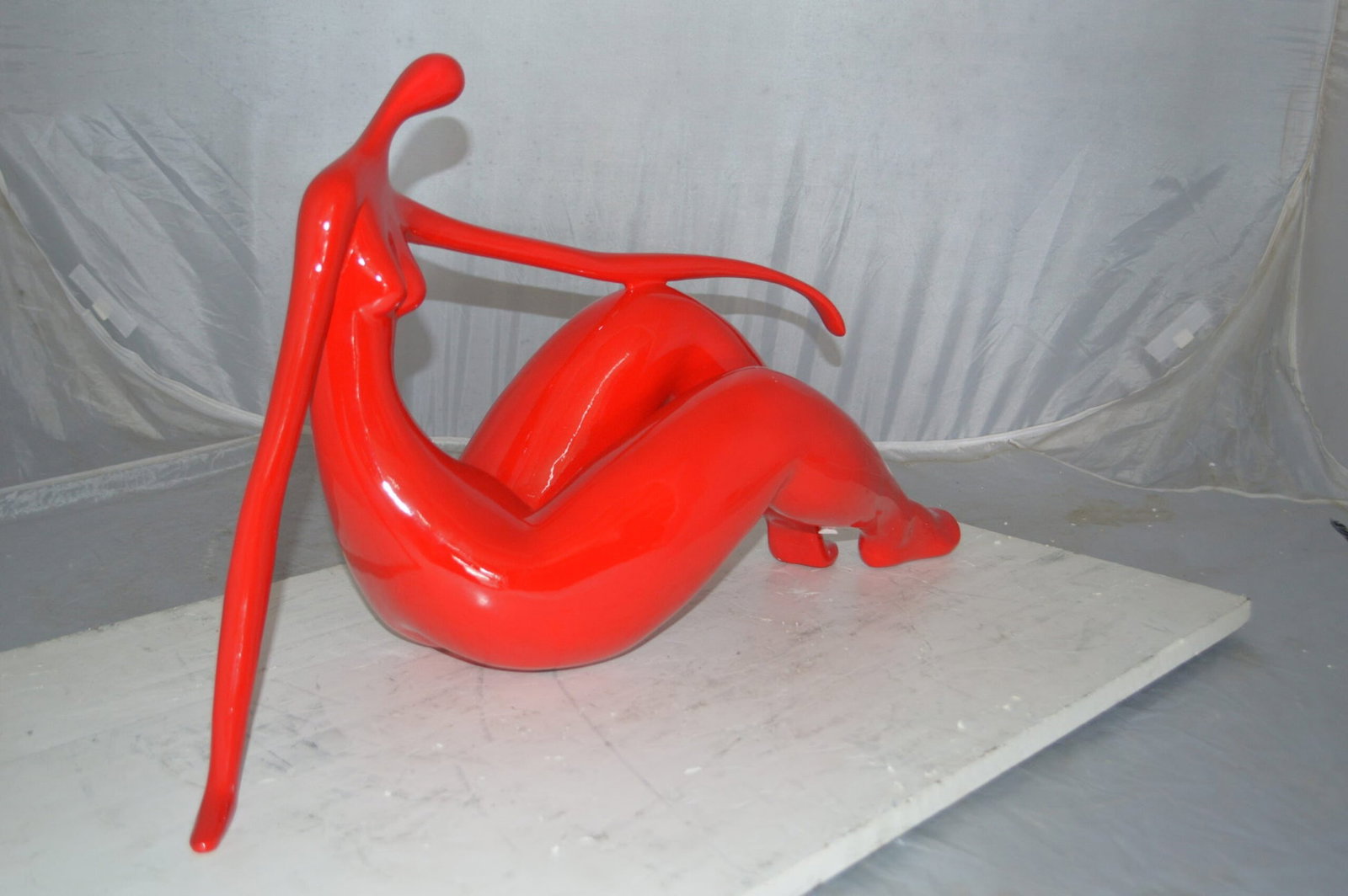Modern Art Red Women on the Beach Resin Statue - Size: 27"L x 8"W x 15"H. - 13