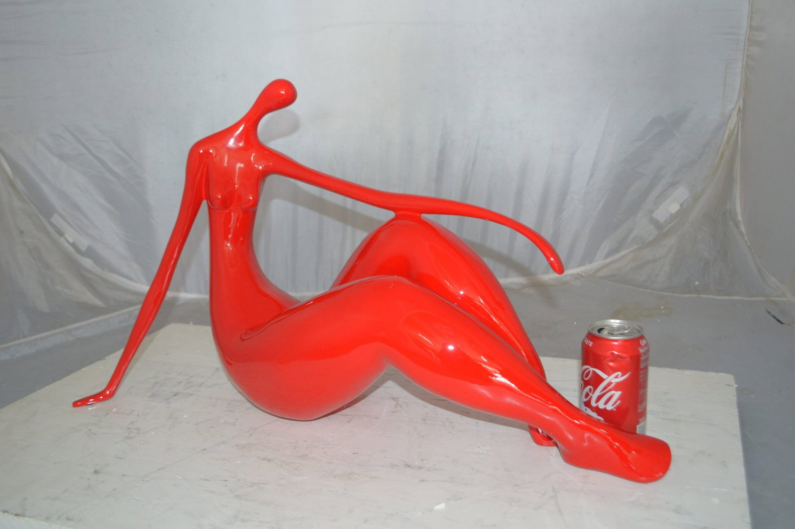 Modern Art Red Women on the Beach Resin Statue - Size: 27"L x 8"W x 15"H. - 5
