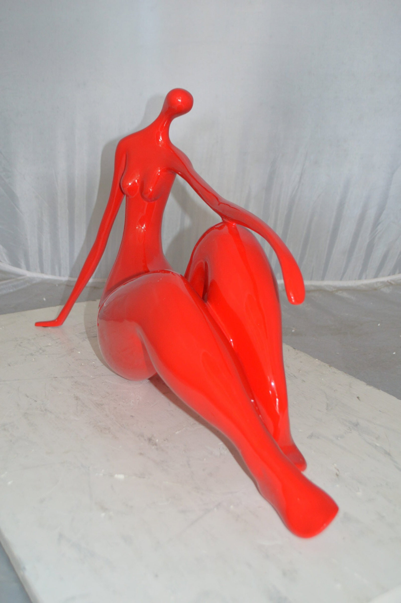 Modern Art Red Women on the Beach Resin Statue - Size: 27"L x 8"W x 15"H. - 6