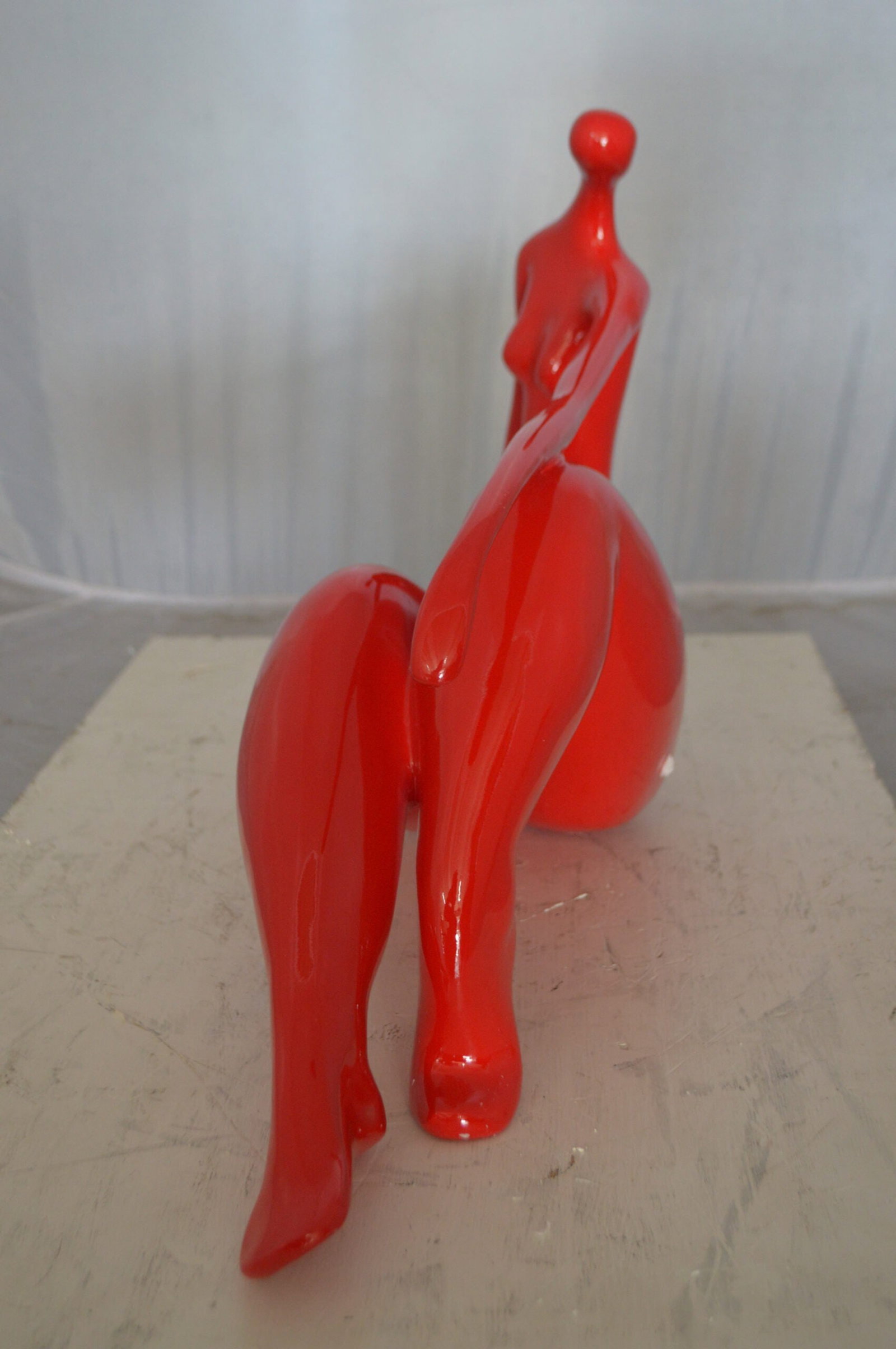 Modern Art Red Women on the Beach Resin Statue - Size: 27"L x 8"W x 15"H. - 7