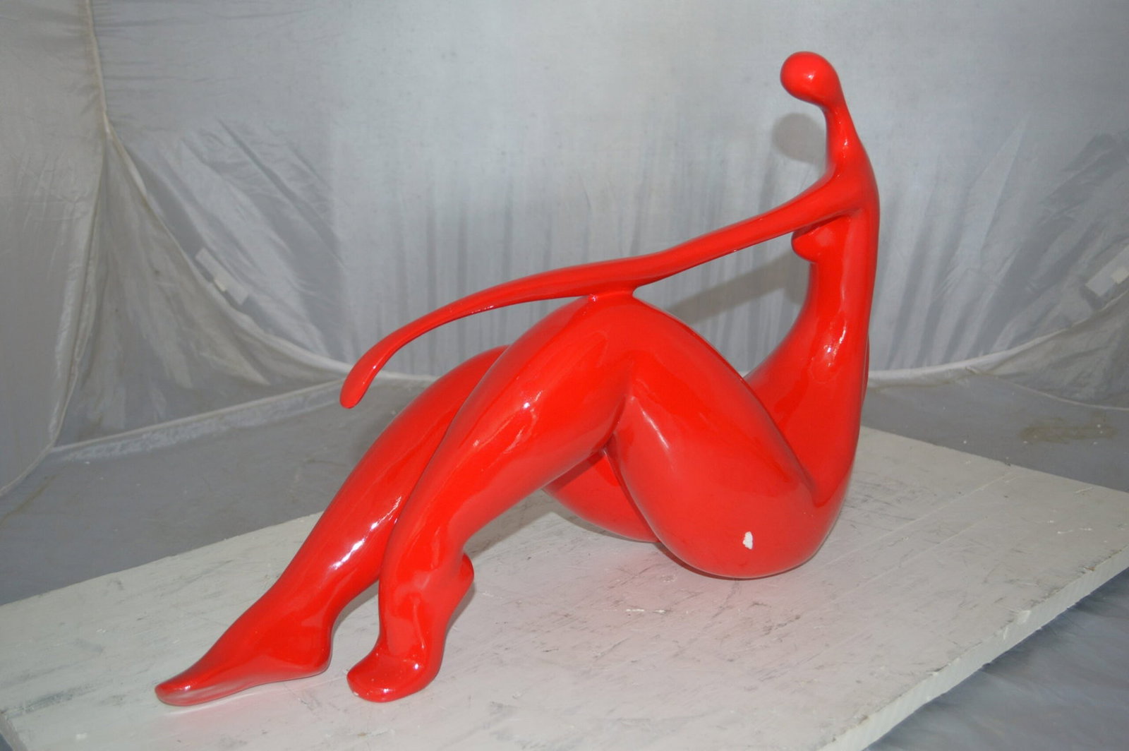 Modern Art Red Women on the Beach Resin Statue - Size: 27"L x 8"W x 15"H. - 8