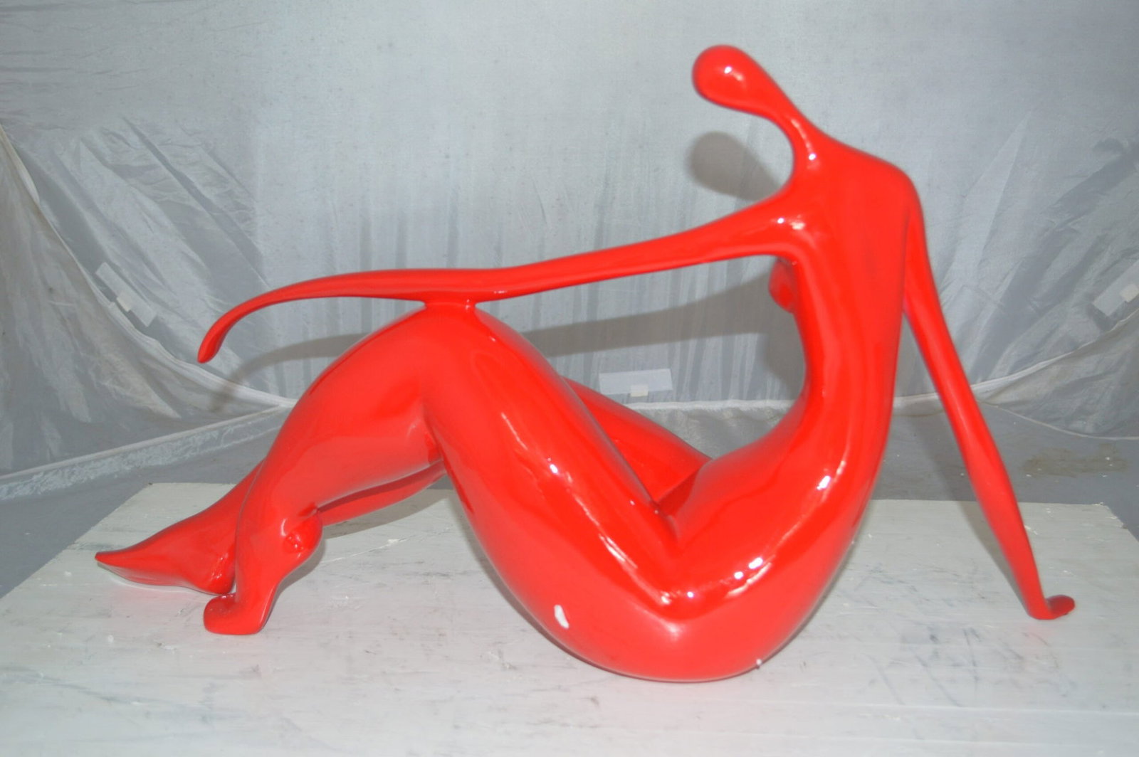 Modern Art Red Women on the Beach Resin Statue - Size: 27"L x 8"W x 15"H. - 9