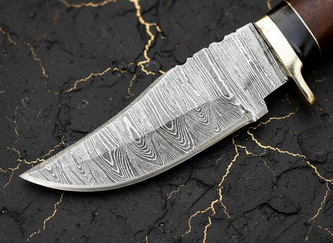 Hand-Forged Damascus Hunting Knife Skinning Blade Pakkawood Handle and Sheath - 3